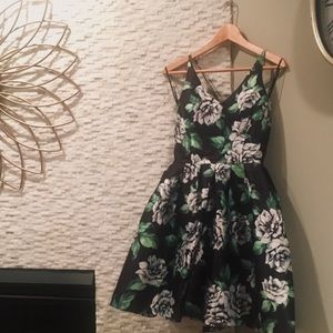 Black Floral Dress with Full Skirt